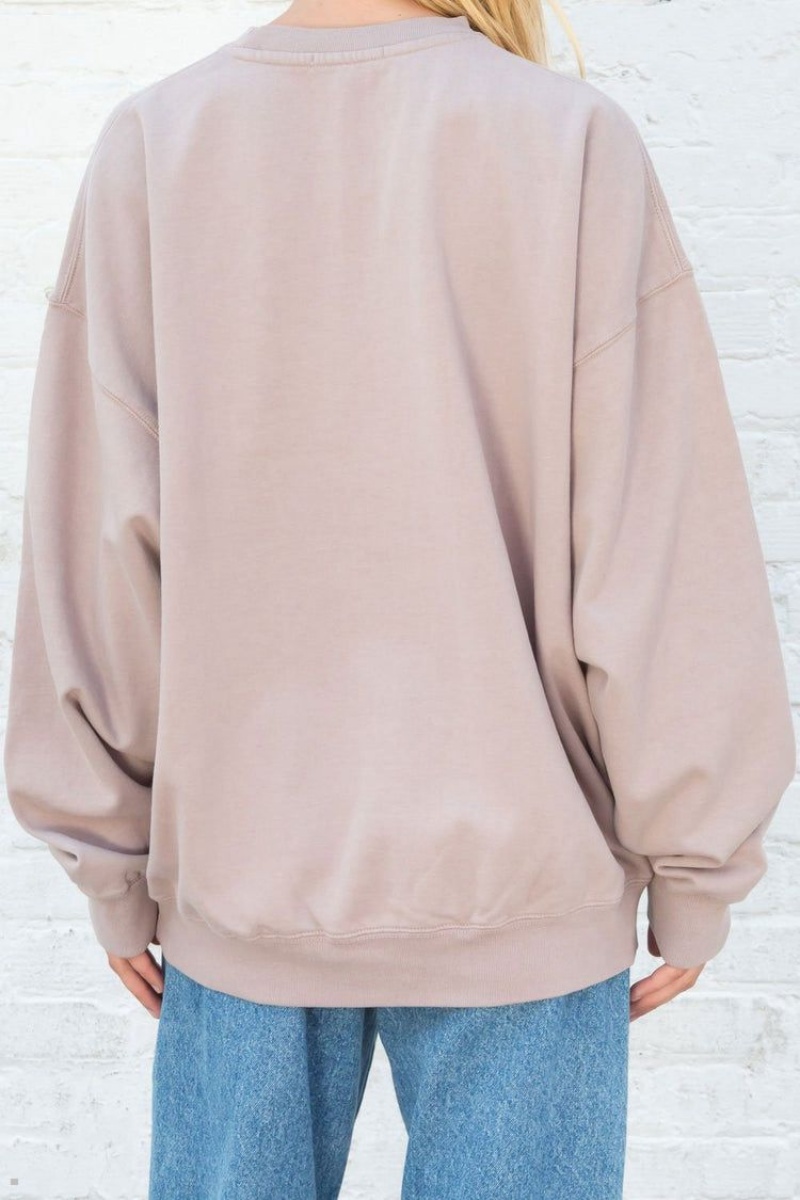 Sweatshirt Brandy Melville Erica Oversized Beige | YHE-12095345